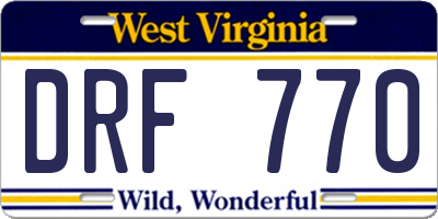 WV license plate DRF770