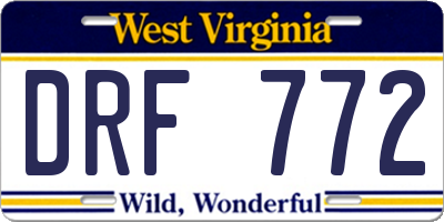WV license plate DRF772