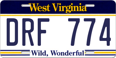 WV license plate DRF774