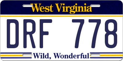 WV license plate DRF778