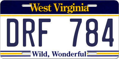 WV license plate DRF784