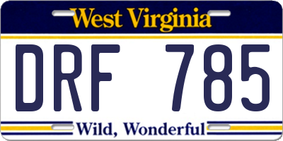 WV license plate DRF785