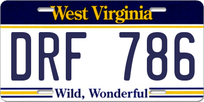 WV license plate DRF786