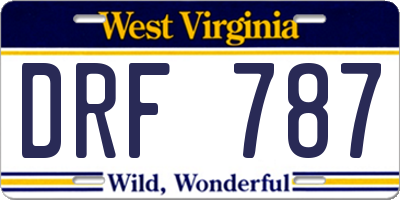 WV license plate DRF787