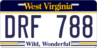 WV license plate DRF788