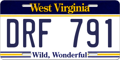 WV license plate DRF791