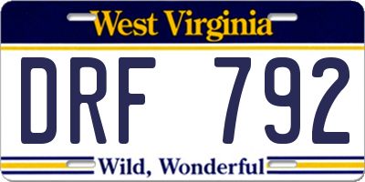 WV license plate DRF792