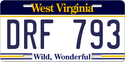 WV license plate DRF793