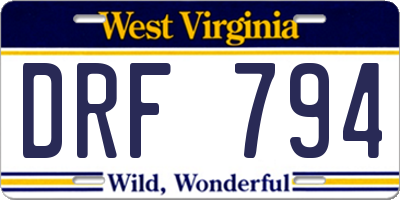WV license plate DRF794