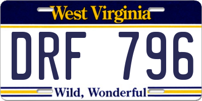 WV license plate DRF796