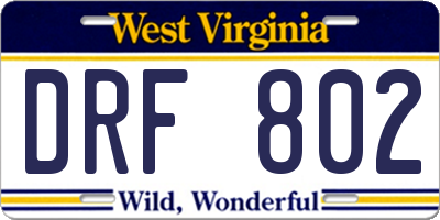 WV license plate DRF802