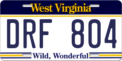 WV license plate DRF804