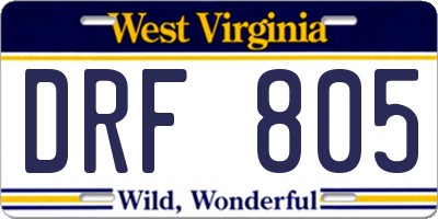 WV license plate DRF805