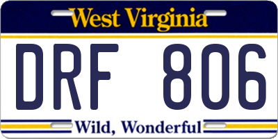 WV license plate DRF806