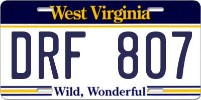 WV license plate DRF807