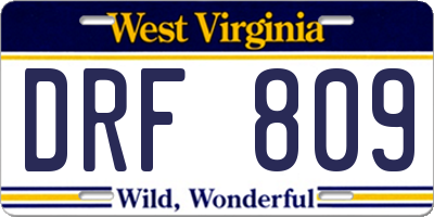 WV license plate DRF809