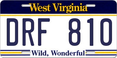 WV license plate DRF810
