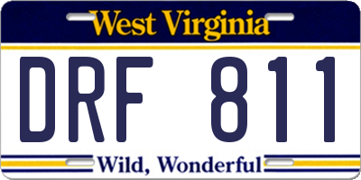 WV license plate DRF811