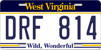 WV license plate DRF814