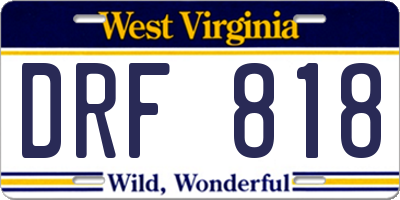 WV license plate DRF818