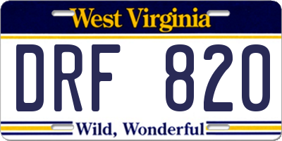 WV license plate DRF820
