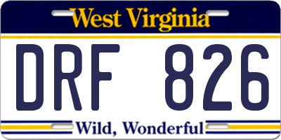 WV license plate DRF826
