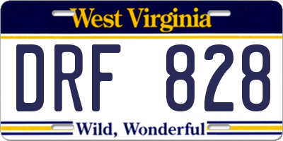 WV license plate DRF828