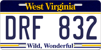WV license plate DRF832
