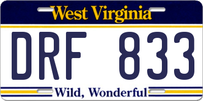 WV license plate DRF833