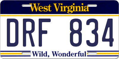 WV license plate DRF834