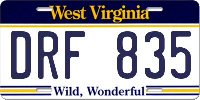 WV license plate DRF835