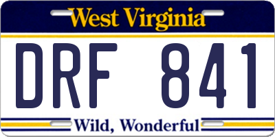 WV license plate DRF841