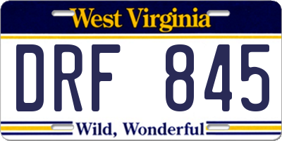 WV license plate DRF845