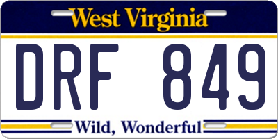 WV license plate DRF849