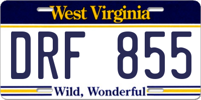 WV license plate DRF855