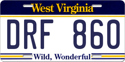 WV license plate DRF860
