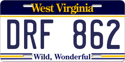 WV license plate DRF862