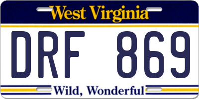 WV license plate DRF869