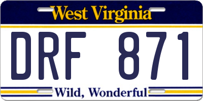 WV license plate DRF871
