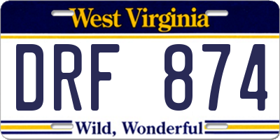 WV license plate DRF874