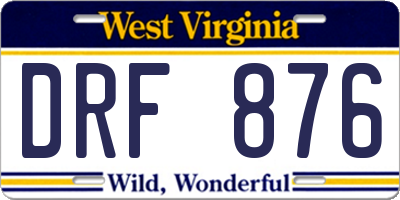 WV license plate DRF876