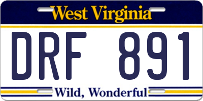 WV license plate DRF891