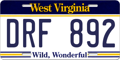 WV license plate DRF892