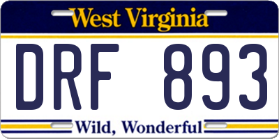 WV license plate DRF893
