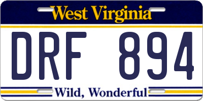 WV license plate DRF894