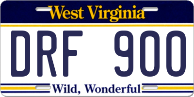 WV license plate DRF900