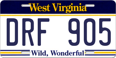 WV license plate DRF905