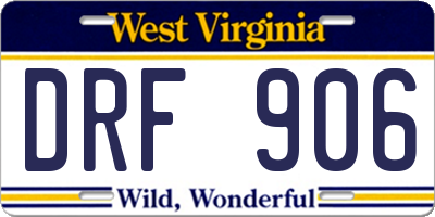 WV license plate DRF906