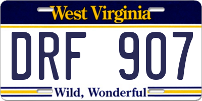 WV license plate DRF907
