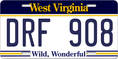 WV license plate DRF908